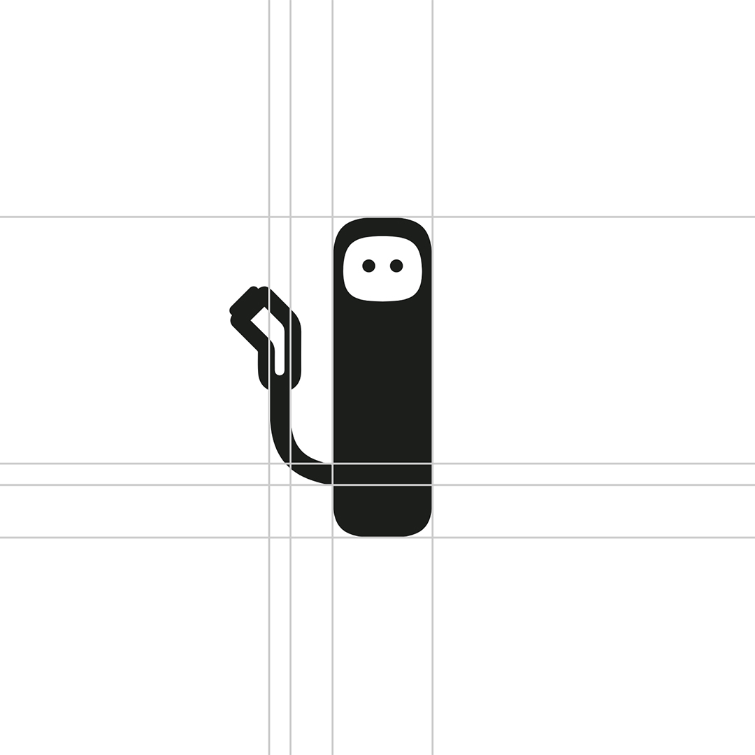 costruzione grafica del logo in negativo di NextCharge
