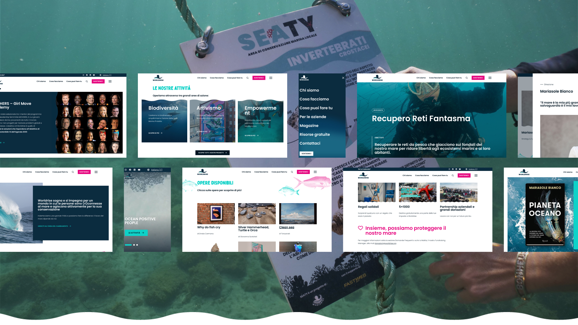 Mockup del sitoweb di Worldrise