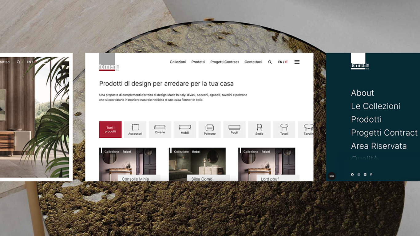 Mockup del sitoweb di Former