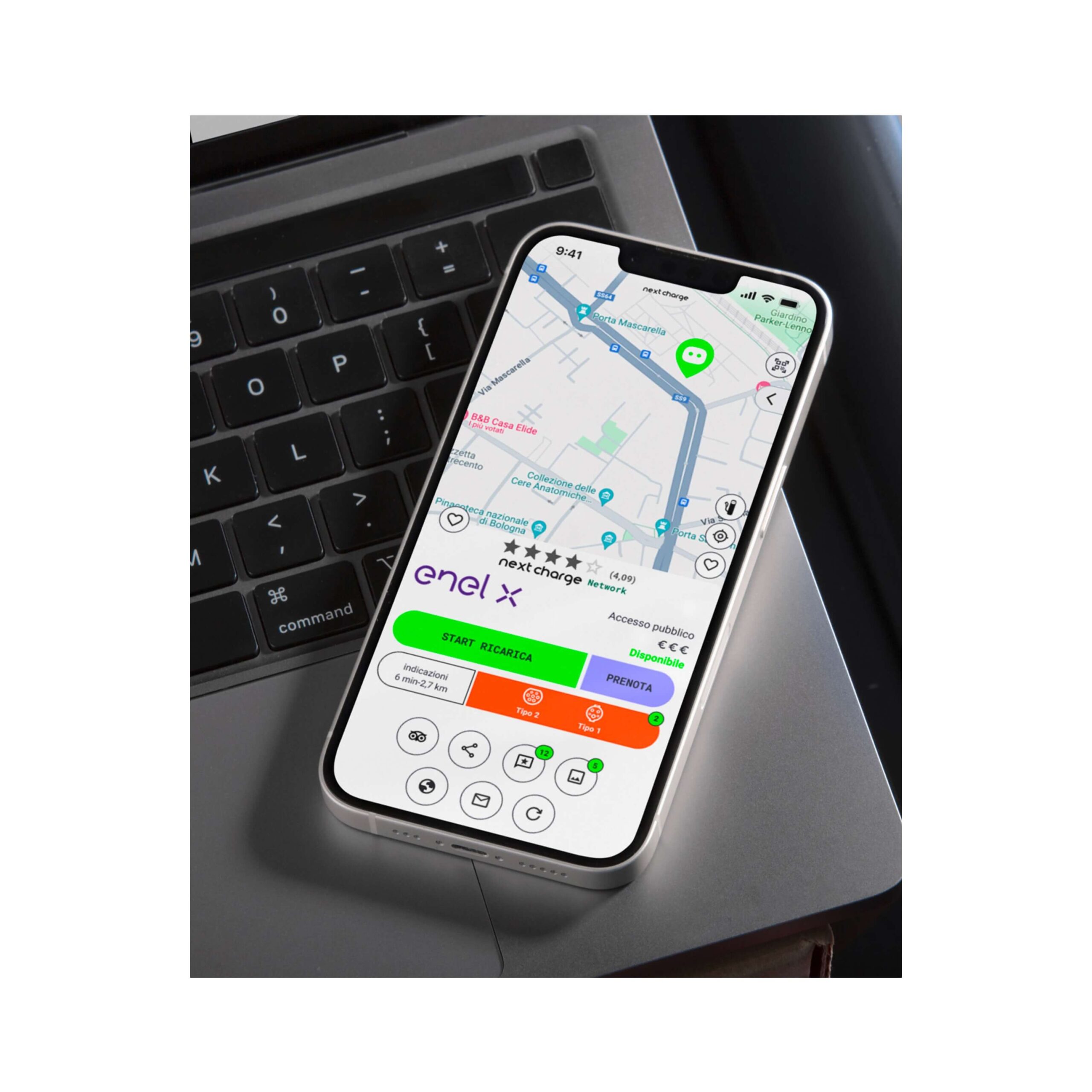 schermata di utilizzo app Next Charge