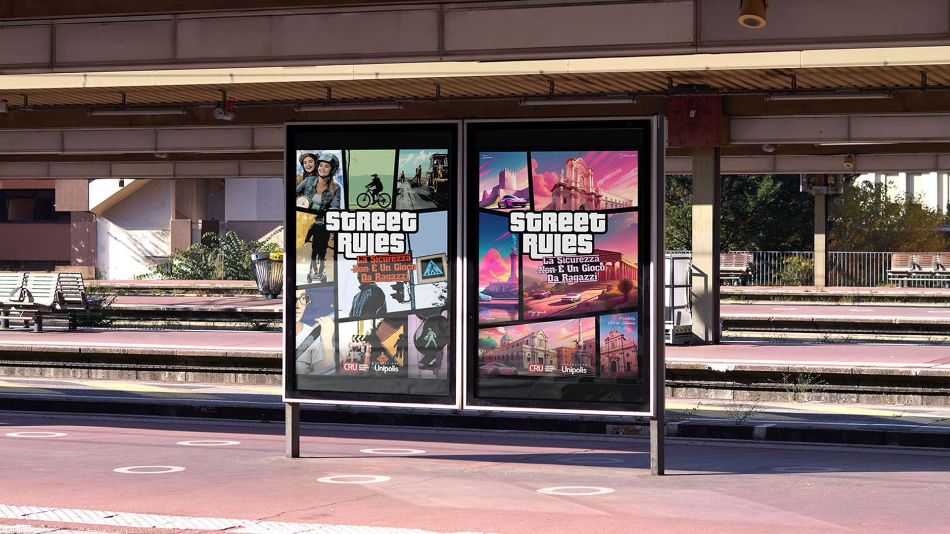 Diverse schermate del sito web di Worldrise su murales con graffiti